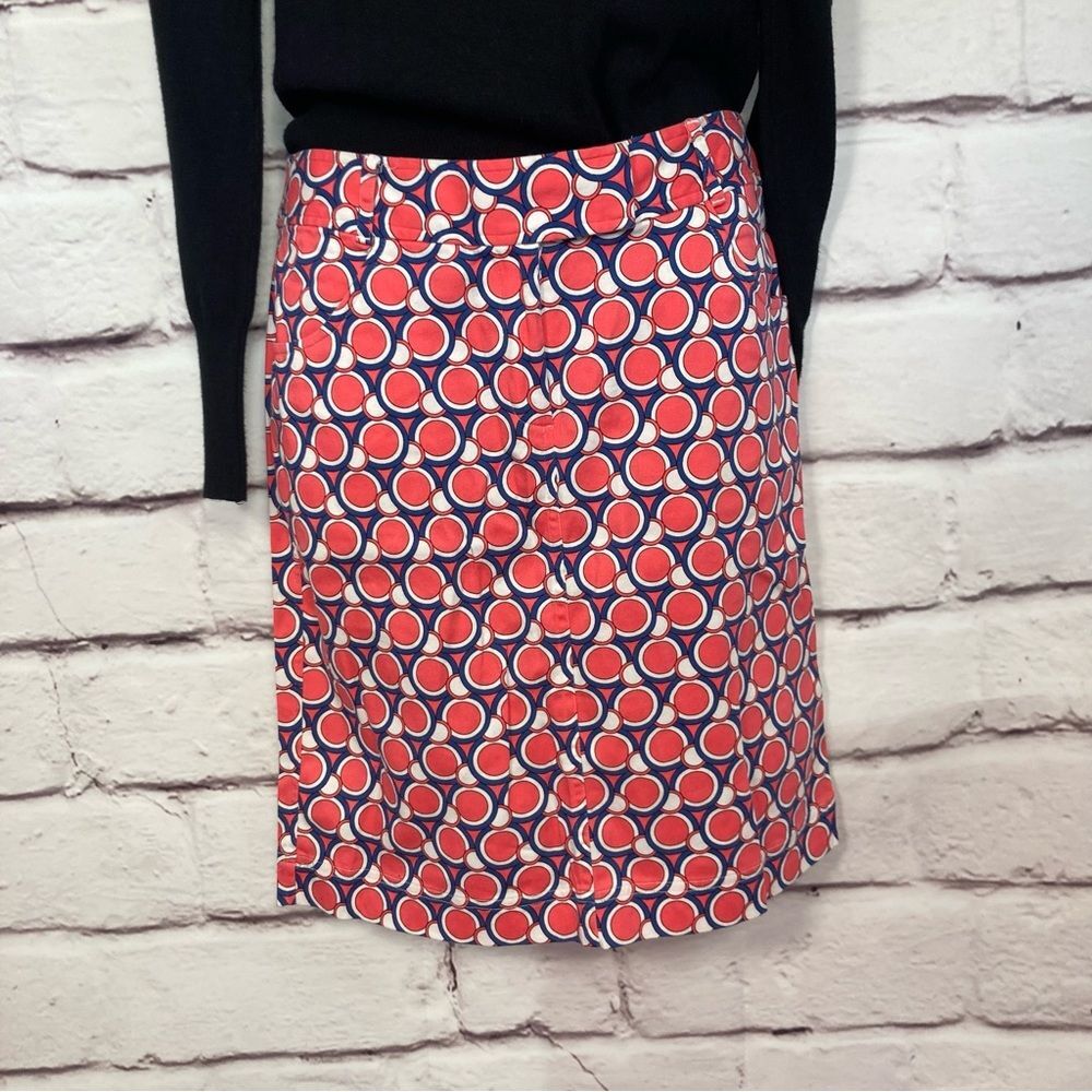 Van Heusen Pencil Skirt Size 6 Pink & Blue Circles Tailored Stretch Geometric